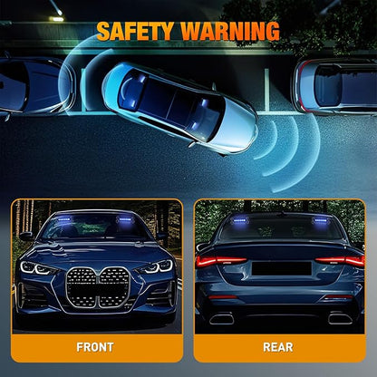 Nilight 12LED Emergency Strobe Traffic Advisor Light Bar 2 in 1 Blue Dash Warning Safety Flashing Lights Front/Rear Windshield Construction Lights for Trucks Cars Plow Police Firefighter Vehicles