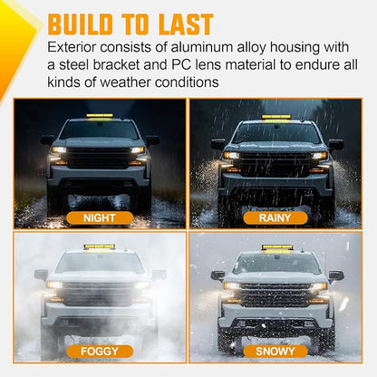 Nilight 12LED Wireless Emergency Strobe Light Amber 14 Inch Magnetic Mount Mini Light Bar 12V Rooftop Powered Hazard Warning Flashing Lights for Car Truck Trailer Snow Plow Construction Vehicles