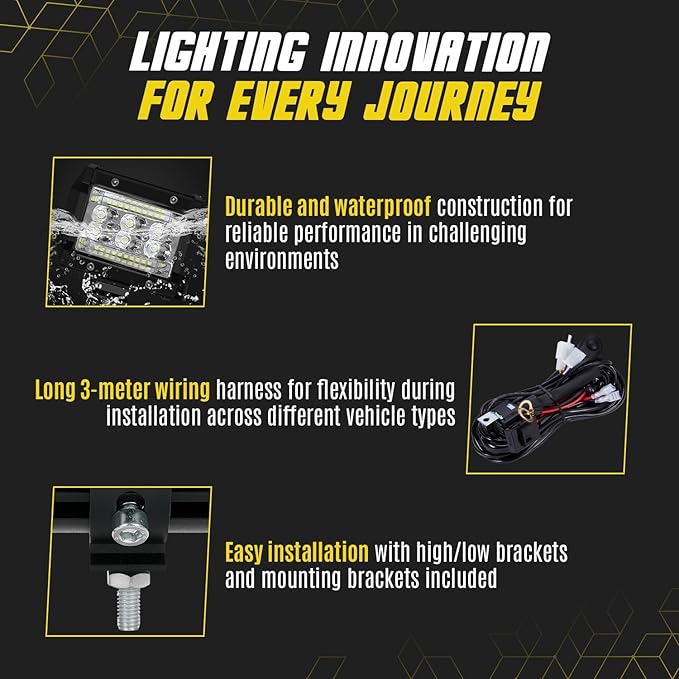 SAN YOUNG LED Light Bar Kit, (2) 20 Inch Slim Light Bars, (4) 4 Inch LED Pods, (2) Wiring Harness, 12V 24V Car Truck ATV UTV SXS RV Tractor Work Lights, Waterproof Off Road Driving Lighting