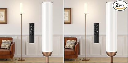 Ambimall LED Floor Lamp with Remote Control, 65" Standing lamp with Stepless Adjustable 3000K-6500K Colors & 30-100% Brightness, Foot Switch(Brown) (Pack of 2)