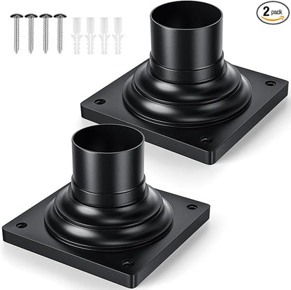 Outdoor Post Light Mounting Base 2 Packs, Matte Black Finish Traditional Base Mount, Waterproof Anti-Rust Cast Aluminum Pier Mount Base, 6" L x 6" W x 4.5" H