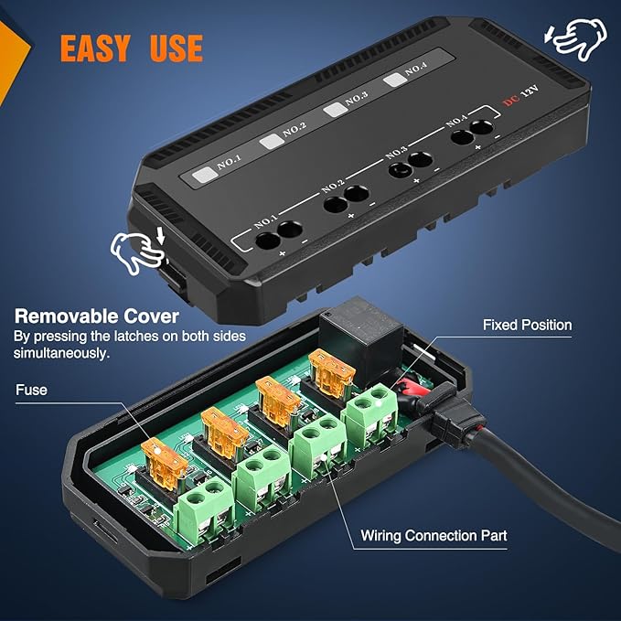 Nilight 12V Motorcycle Fuse Box 20A Low Profile Terminal Block Holder w/LED Indicator 4 Circuits Protection Battery Relay for Cars Motorcycles ATV UTV 12 Volt Vehicles