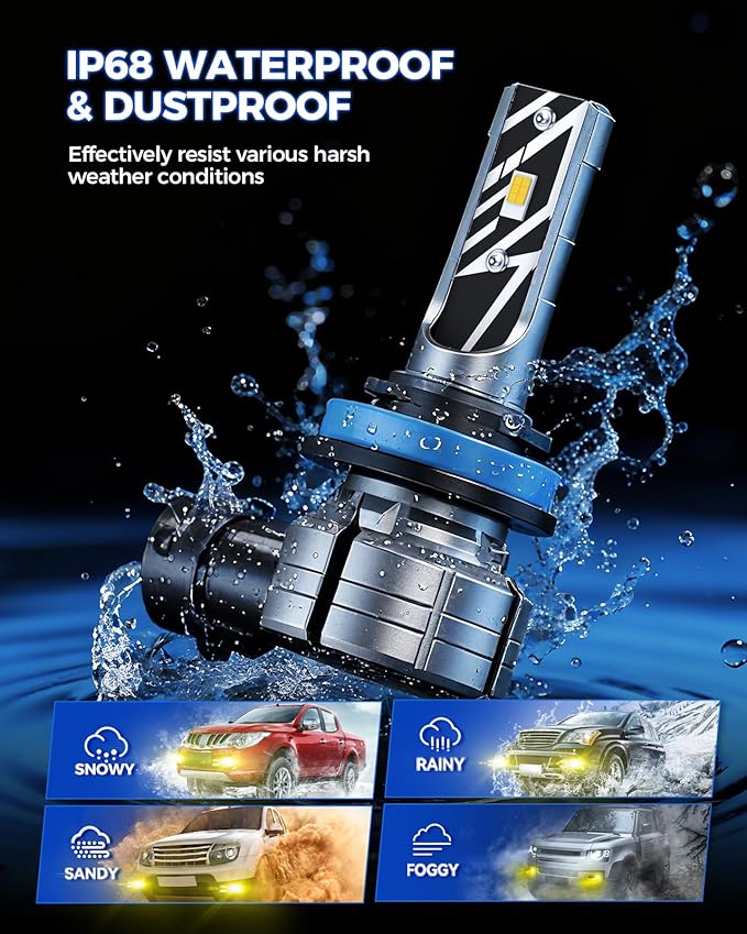 Marsauto H11/H8 LED Fog Light Bulbs Yellow, 18000LM 700% Brightness 3000K Yellow H11 H16 H11 LED Bulb Yellow for Fog Lights, 1:1 Mini Size Design Play and Plug (Pack of 2)