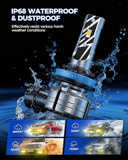 Marsauto H11/H8 LED Fog Light Bulbs Yellow, 18000LM 700% Brightness 3000K Yellow H11 H16 H11 LED Bulb Yellow for Fog Lights, 1:1 Mini Size Design Play and Plug (Pack of 2)