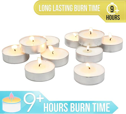 Stonebriar 20 Pack Unscented Mega Oversized Tea Light Candles with 9 Hour Extended Burn Time