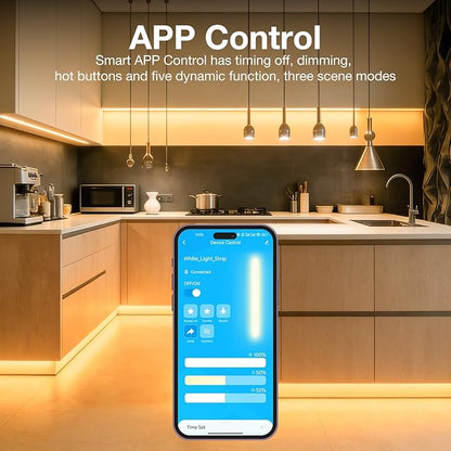 DAYBETTER Under Cabinet Lighting kit,8 PCS Under Cabinet Lights,Dimmable LED Strip Lights for APP Control,LED Lights for Kitchen Cabinet,Counter Shelf 2700K-6500K Warm to Daylight White,Timing,13.2ft