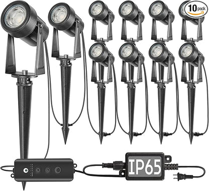 SUNTHIN Outdoor Landscape Lighting with Dusk to Dawn Sensor Controller, 10 Pack
