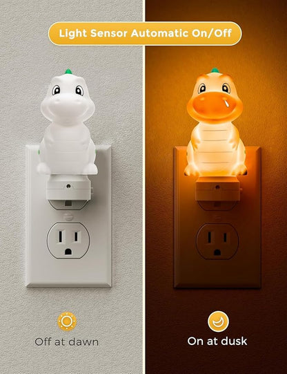 L LOHAS LED Plug in Night Light for Kids, 3D Cute Dinosaur Night Lights with Dusk to Dawn Sensor, RGB+Soft White 3000K Dinosaur Night Light, Christmas Birthday Gift Nightlight for Kids, Room Decor