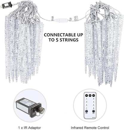 Brightown Icicle Lights for Outside, 2 Pack Total 40ft 40 Tubes 200 LED Ice Shape String Lights, Connectable Hanging Christmas Decoration Lights for Tree Patio Roof Holiday Decor, Warm White