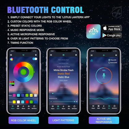 Xprite 8 Pods Rock Lights Wide Angle Bluetooth RGB Rocklights, Multicolor Neon Lighting Footwell Underglow Kits w/Wireless Remote, Compatible Jeep UTV ATV SUV RZR Off-Road Trucks Cars Boats