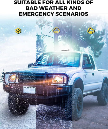 Xprite Upgraded 12" 72LED Rooftop Mini Strobe Lights, Emergency Safety Flashing Beacon Light Bar with Magnetic Base for 12V-24V Construction Vehicles, Trucks, Snow Plow, Postal Car (White)