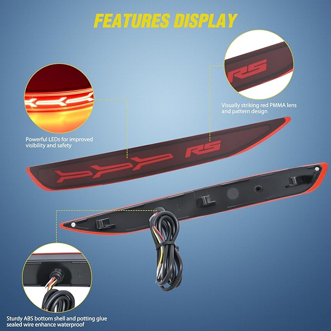 Nilight Rear Bumper Tail Light Compatible with 2017 2018 2019 2020 2021 2022 Chevy Equinox Red Lens LED Reflector Rear Bumper Lamps Brake Turn Signal Sequential Flashing Driving Taillights Replacement