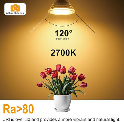 MR16 GU5.3 LED Bulbs 6.5W Replace 60W Halogen Equivalent 2700K Warm White 510Lm, 12V Low Voltage Non-Dimmable 120° Flicker-Free Spotlight for Landscape Track Lighting, Pack of 6