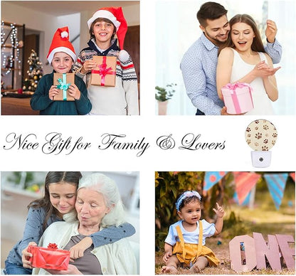 EKOBLA Paw Print Plug-in Night Light, Dog & Cat Paw Animal Footprint LED Nightlight with Dusk to Dawn Auto Sensor for Home Decor