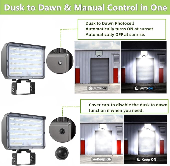 Dusk to Dawn Outdoor 100W LED Flood Light, 14000LM 1000W Equivalent, 100-277V 5000K Daylight, ETL Commercial LED Flood Light Fixture, Outdoor Security Lighting for Landscape,Parking Lot