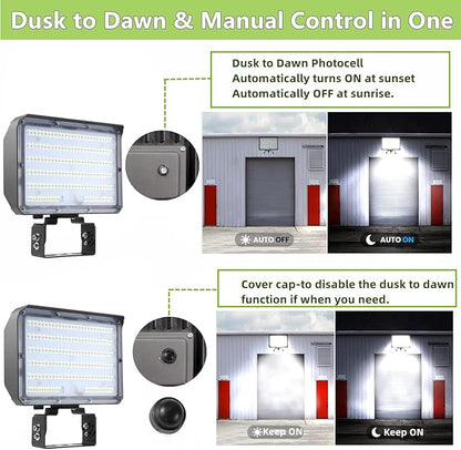 Dusk to Dawn Outdoor 100W LED Flood Light, 14000LM 1000W Equivalent, 100-277V 5000K Daylight, ETL Commercial LED Flood Light Fixture, Outdoor Security Lighting for Landscape,Parking Lot