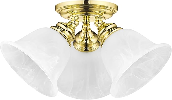 Livex Lighting 1358-02 Essex 3-Light Ceiling Mount, Polished Brass