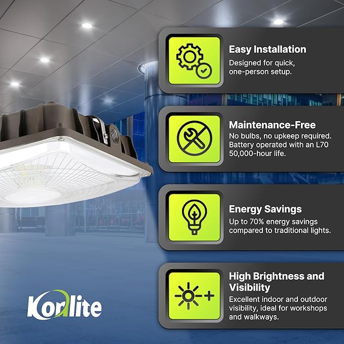 Konlite - 60W (8000LM) Residential & Commercial Indoor & Outdoor Lights for Walkways, Garages & More, Outdoor Light Fixture, UL, Dark Bronze