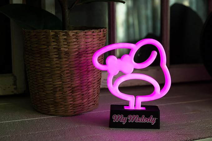 Silver Buffalo Sanrio Hello Kitty and Friends My Melody Neon LED Lamp Room Decor Mood Light, Battery Powered (Requires 2 AA Batteries - Not Included)(Requires 2 AA Batteries - Not Included)