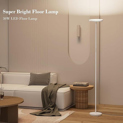 OHLUX Floor Lamps for Living Room, Bright LED Standing Lamp with Remote, Modern Color Changing Tall Lamp with Stepless Dimming, 69" Corner Floor Lamp for Bedroom, Office, White