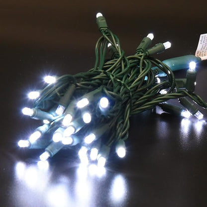 UL Listed 50 Count 5MM Wide Angle Led Christmas Lights Set,Outdoor Mini Led String Light for Garden Patio Tree Lighting Decoration,17 Feet Green Wire (Cold White)