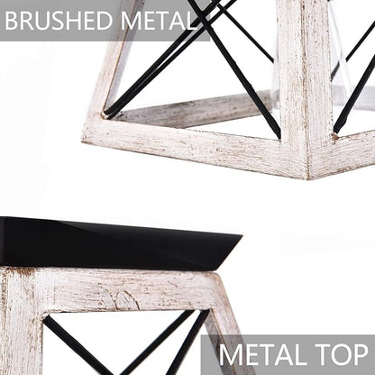 Luupyia 9.84Inches Farmhouse Ceiling Light Fixture Semi Flush Mount, White Square Farmhouse Ceiling Light, Rustic Metal Island Overhead Lighting Fixtures for Dining Room Entryway Living Room, E26