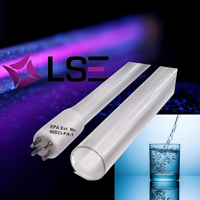 LSE Lighting Combo Package UV Bulb & Quartz Sleeve for Neptune WTA4-450, WTA-476D | 18" 4-Pin UV Lamp & Quartz Glass Tube | Replacement Kit | Designed in USA