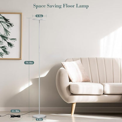 OHLUX Gray Floor Lamp, 32W/2500LM Super Bright Dimmable Sky LED Modern Torchiere Standing Lamp, LED Floor Reading Lamp with 4 Color Temperatures, Remote Touch Control, 1 Hour Timer for Living Room