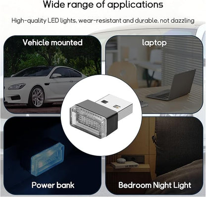 Dickno 7 PCS USB LED Car Interior Atmosphere Lamp, Portable Mini LED Night Light, Plug-in USB Interface Trunk Ambient Lighting Kit, Universal Vehicle Interior Accessories (Multi-Colour)