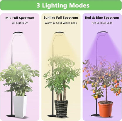 Grow Light for Indoor Plants, Full Spectrum LED Tall Plant Lights with Timer, 3 Color Modes Standing Floor Growing Lamp, 65" Height Adjustable, 10 Dimmable Levels for Large Plants