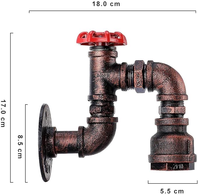 Kawell Vintage Wall Light Fixtures Industrial Retro Wall Sconce Light Creative Water Pipe Wall Lamp Iron Art E26 60W Max for Bedroom Kitchen Restaurant Loft Cafe Bar Hallway