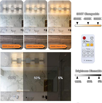 Modern Brushed Nickel 4 Lights Bathroom Vanity Light, Eleglant Nickel LED Bathroom Light Fixtures over Mirror, Dimmable Acrylic Shade Wall Lighting Fixtures, Hardwired Wall Light(H9.25in, L28.35in)