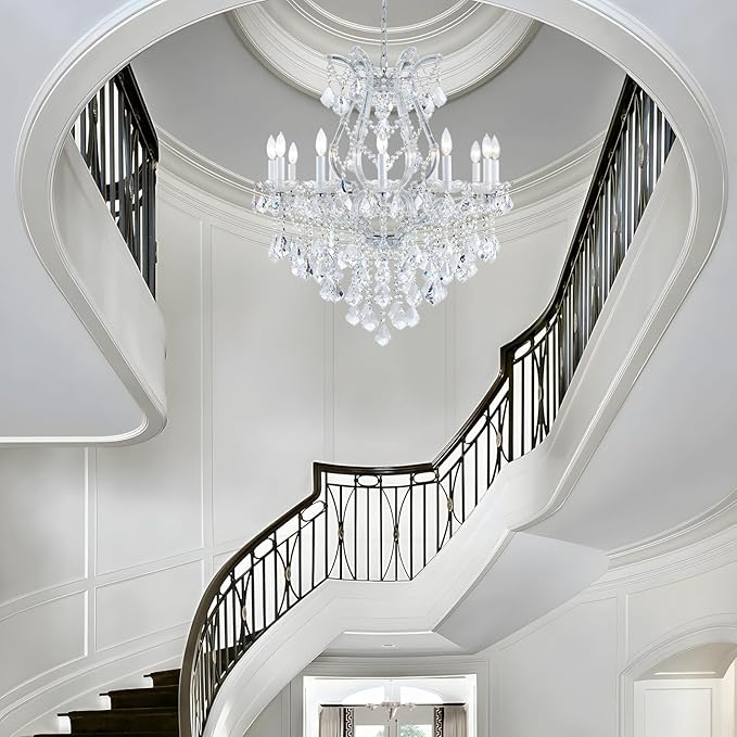 12-Light Crystal Maria Therese Luxury K9 Crystal Chandelier for Dining, Living Room, Bedroom, Entryway