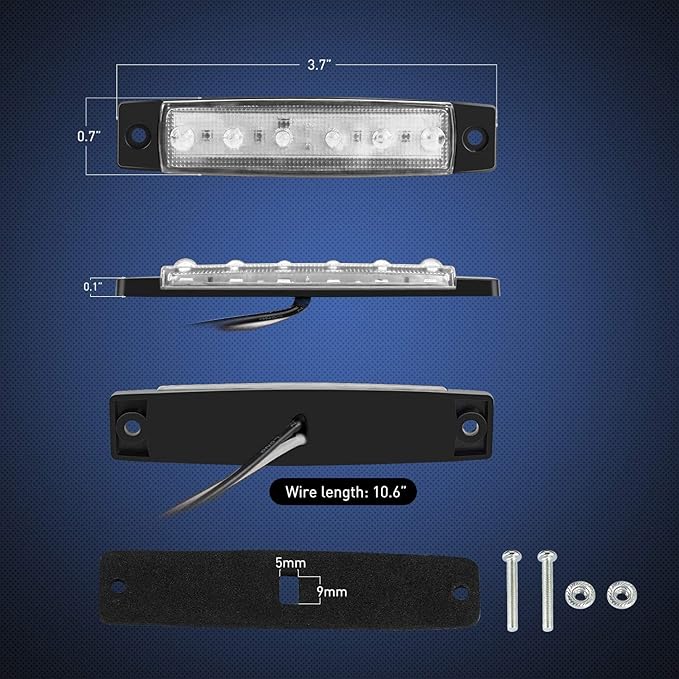 Nilight 10PCS 3.8" 6LED White LED Indicator Light Truck Camper Side Marker Clearance Lights for Marine Boat Stern Yacht Kayak Sailboat Trailer Bus RV
