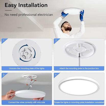 12 Pack 12 Inch Dimmable LED Flush Mount Ceiling Light Fixture 28W 3200LM 5 Color Temperature in One Super Slim Round Ceiling Lamp Low Profile Ceiling Lights for Living Bedroom Kitchen Laundry White