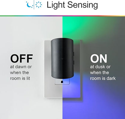 GE Directional Plug in Wall Sconce Night Light, Adjustable Swivel Accent Lighting with Dusk to Dawn Sensor, Dimmable Warm White & Optional Color Changing LEDs for Hallways & Bedrooms, 2-Pack, 83591