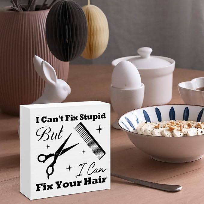 Hair Stylist Gifts, Hairdresser Gifts for Women Men, Barbershop Hair Salon Decor Sign for Desk Table Shelf 5 x 5 Inches