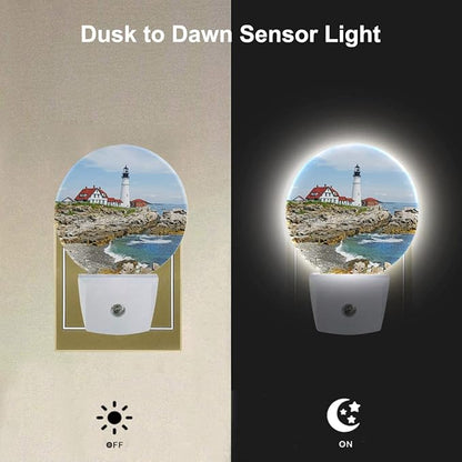 EKOBLA Lighthouse Plug-in Night Light, Coastal Seaside Lighthouse LED Nightlight for Bedroom, Living Room & Bathroom