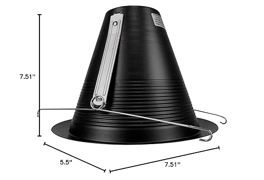 NICOR Lighting 6 inch Black Airtight Recessed Cone Baffle Trim, Fits 6 inch Housings (17550ABK)