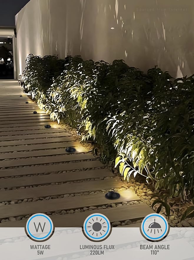 LEONLITE 5W 5CCT Low Voltage In-ground Well Lights, LED Landscape In Ground Lights, 1800K/2700K/3000K/4000K/5000K Adjustable, 12-24V AC/DC, CRI90, ETL Listed, IP67 Waterproof, Aluminum, Pack of 6