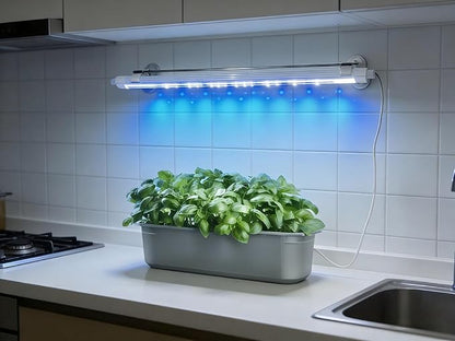 2FT Suction Cup Style Plant Grow Light,12W, LED Grow Lamp Fixture on Wall, Seed Starter kit, 6500K Cool White, Enhanced Blue Light, Height Adjustable, Herbs Growing lamp, IP54