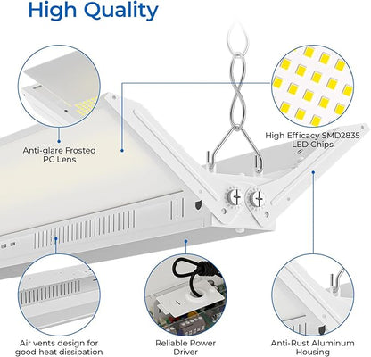 CINOTON 3FT 300W/250W/200W LED Linear High Bay Light, 100-277V Linear Shop Light Commercial, 5000K High Bay LED Shop Lights for Warehouse, Garage Factory, UL Listed 4 Pack