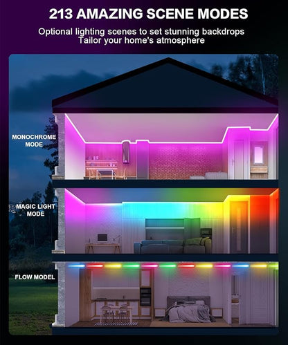 Tenmiro Upgraded Smart IC 32.8ft LED Lights for Bedroom, Multiple Colors on One Line LED Strip Lights, Bluetooth APP Control Music Sync Color Changing Strip Lights for Room Home Party Decoration