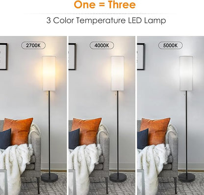 Coucrek Floor Lamp for Living Room, 3 Color Temperature Modern Standing Lamps, Minimalist Floor Lights for Bedroom, Office, Reading, White