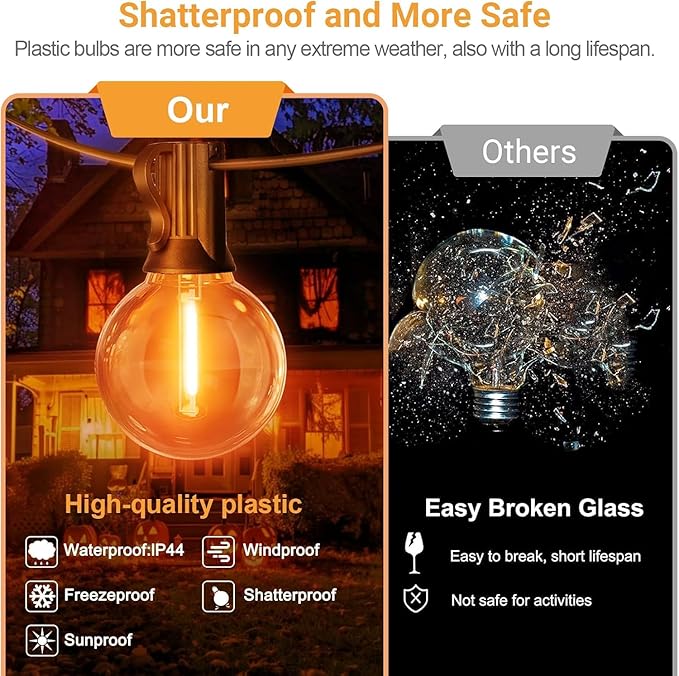 LAMPHOME Globe Outdoor Halloween String Lights, 4 Pack 26FT Patio Lights with 12+1 Edison Shatterproof Bulbs, Connectable Dimmable Waterproof for Backyard Porch Halloween Decor, Orange Green Purple