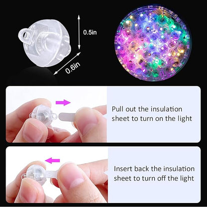 ZGWJ 200PCs Mix-Color Balloon Lights Mini, Battery Powered, Long Standby Time Waterproof Tiny Led Round Light for Paper Lantern Balloon Party Easter Eggs Wedding Christmas Halloween Decorations