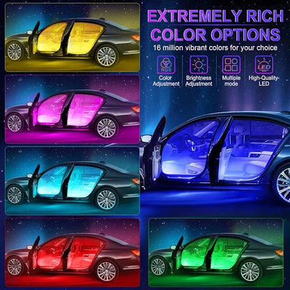 LivTee Smart Car Interior Lights, RGB LED Accent Lights with App Control, DIY & Music Mode, 2 Lines Design LED Lights for Cars, 12V Cigarette Lighter Power, Car Accessories for Women