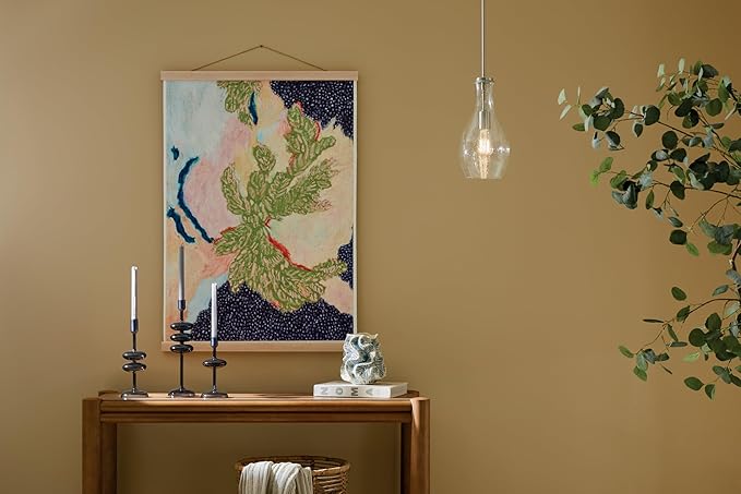 Kichler Everly 1-Light Bell Pendant Light Fixture with Clear Seeded Glass in Brushed Nickel for Kitchen Island, Dining Room, or Home Bar, Modern Hanging Light (13.75" x 7"), 42456NI