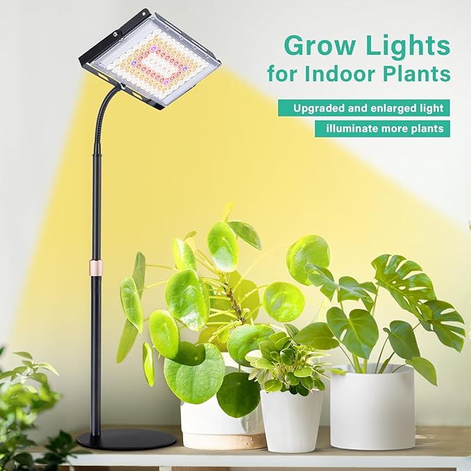 LBW Grow Light for Indoor Plants, Full Spectrum Desk LED Plant Light, Large Grow Lamp with 4H/8H/12H Timer, 6-Level Brightness, Height Adjustable, Flexible Gooseneck,Ideal for Indoor Growth