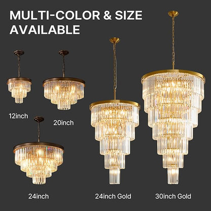 Modern Crystal Chandeliers For Dining Room: 24 Inch Antique Copper Vintage Chandelier Over Table - 4 Tiers Round Ceiling Pendant Lighting Fixture For Living Room Kitchen Island Bedroom Entryway Foyer
